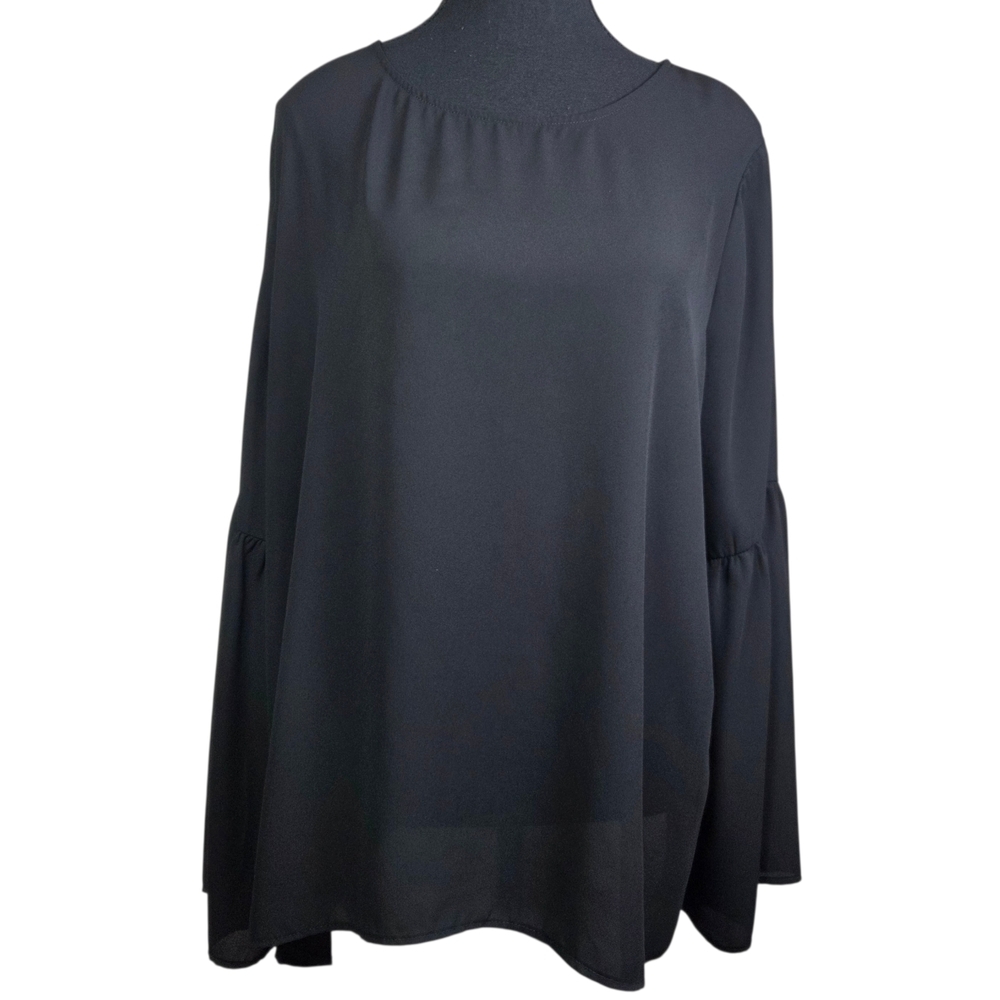 Reitmans Black Flowy Blouse With Bell Sleeves Size L